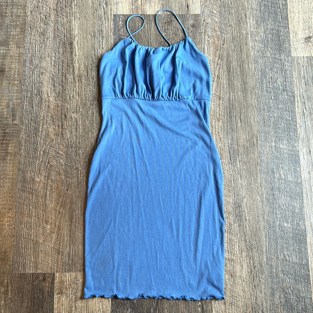 Wild fable Milkmaid Cotton Mini Blue Dress Size Small